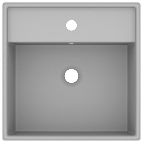 vidaXL Wastafel met overloop vierkant 41x41 cm keramiek mat lichtgrijs afbeelding3 - 1