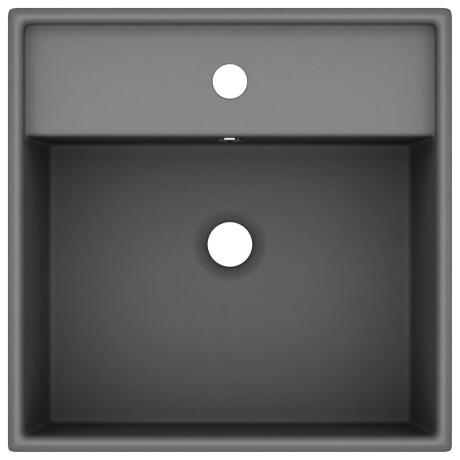 vidaXL Wastafel met overloop vierkant 41x41cm keramiek mat donkergrijs afbeelding3 - 1