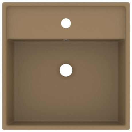 vidaXL Wastafel met overloop vierkant 41x41 cm keramiek matcrème afbeelding3 - 1
