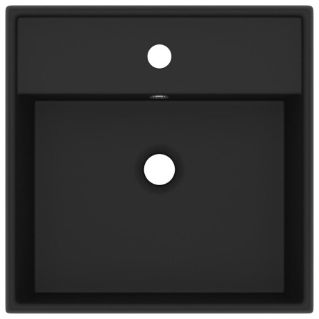 vidaXL Wastafel met overloop vierkant 41x41 cm keramiek matzwart afbeelding3 - 1