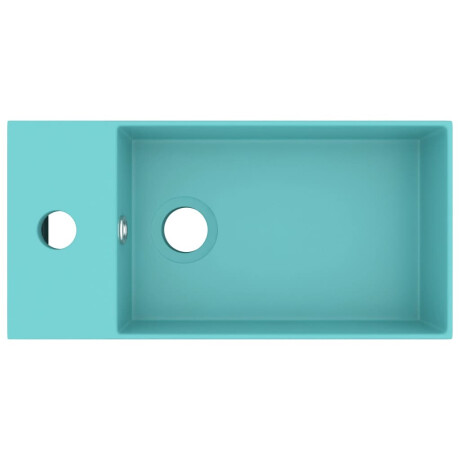 vidaXL Wastafel met overloop keramiek lichtgroen afbeelding3 - 1