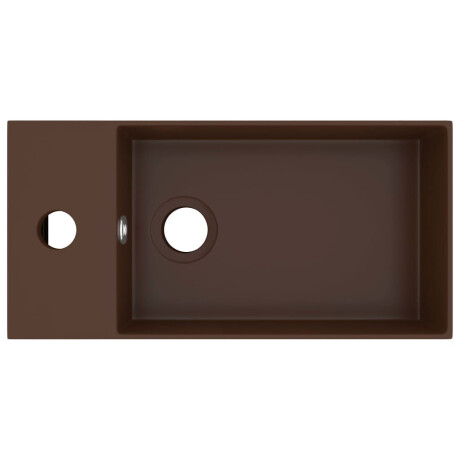 vidaXL Wastafel met overloop keramiek donkerbruin afbeelding3 - 1