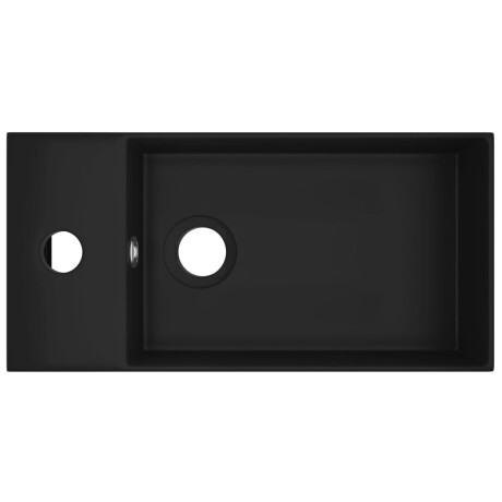 vidaXL Wastafel met overloop keramiek matzwart afbeelding3 - 1