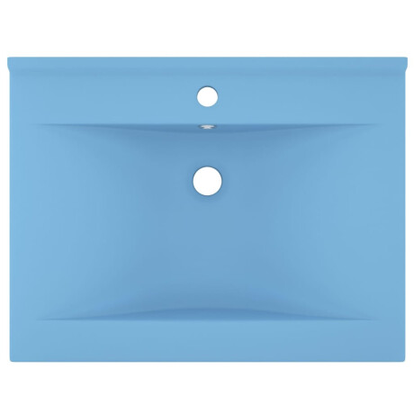 vidaXL Wastafel met kraangat 60x46 cm keramiek mat lichtblauw afbeelding3 - 1