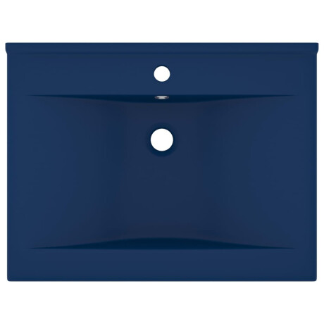 vidaXL Wastafel met kraangat 60x46 cm keramiek mat donkerblauw afbeelding3 - 1