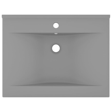 vidaXL Wastafel met kraangat 60x46 cm keramiek mat lichtgrijs afbeelding3 - 1