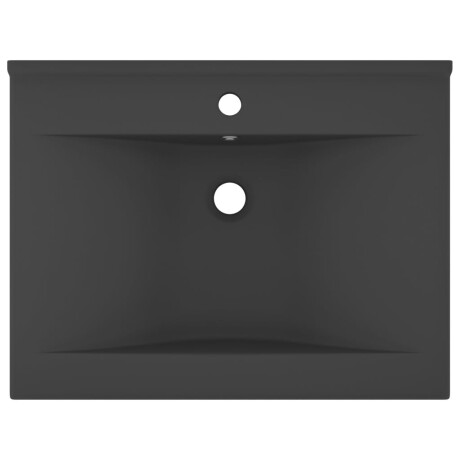 vidaXL Wastafel met kraangat 60x46 cm keramiek mat donkergrijs afbeelding3 - 1