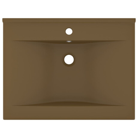 vidaXL Wastafel met kraangat 60x46 cm keramiek matcrème afbeelding3 - 1