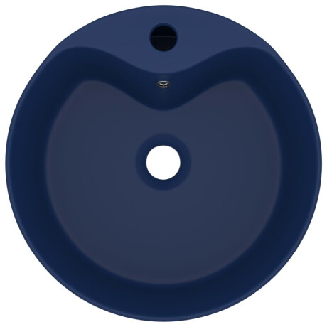 vidaXL Wastafel met overloop 36x13 cm keramiek mat donkerblauw afbeelding3 - 1