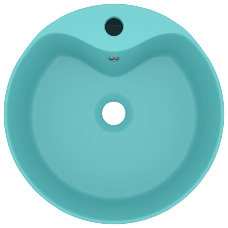 vidaXL Wastafel met overloop 36x13 cm keramiek mat lichtgroen afbeelding3 - 1