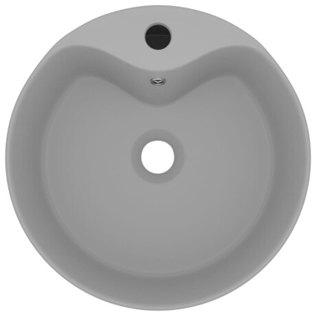 vidaXL Wastafel met overloop 36x13 cm keramiek mat lichtgrijs afbeelding3 - 1