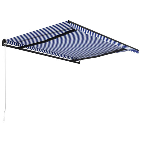 vidaXL Luifel handmatig uittrekbaar 450x300 cm blauw en wit afbeelding3 - 1