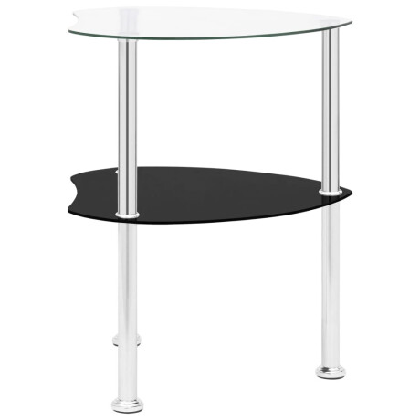 vidaXL Bijzettafel 2-laags 38x38x50 cm gehard glas transparant zwart afbeelding3 - 1