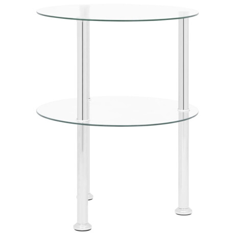 vidaXL Bijzettafel 2-laags 38 cm gehard glas transparant afbeelding3 - 1
