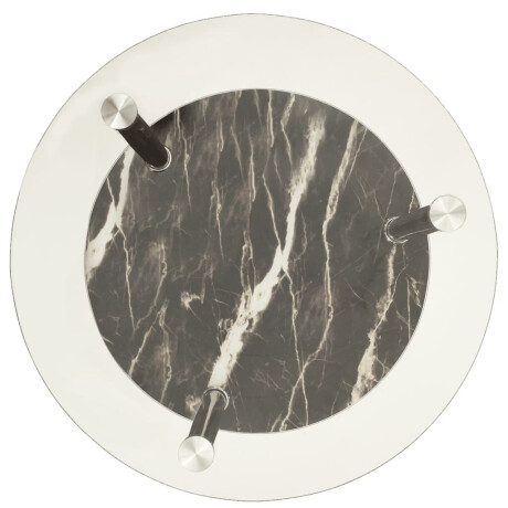 vidaXL Bijzettafel 2-laags 38cm gehard glas transparant en zwartmarmer afbeelding3 - 1