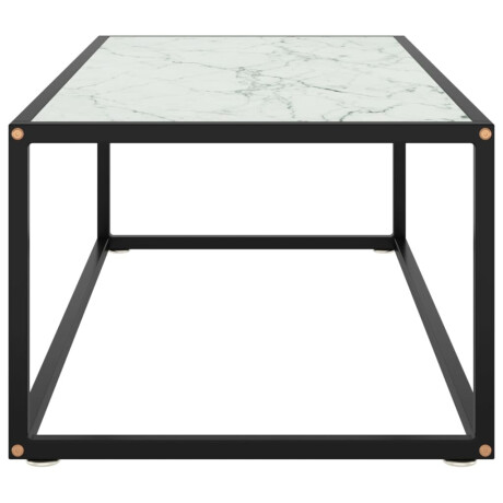 vidaXL Salontafel met wit marmerglas 100x50x35 cm zwart afbeelding3 - 1