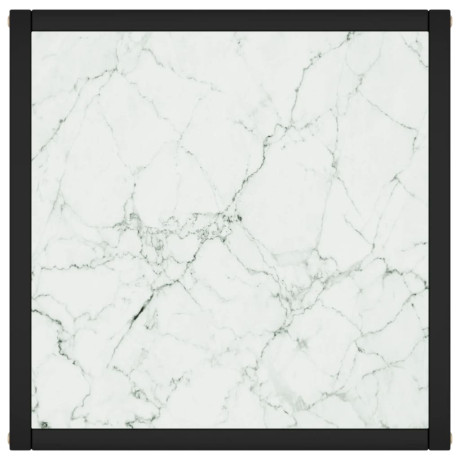 vidaXL Salontafel met wit marmerglas 40x40x50 cm zwart afbeelding3 - 1