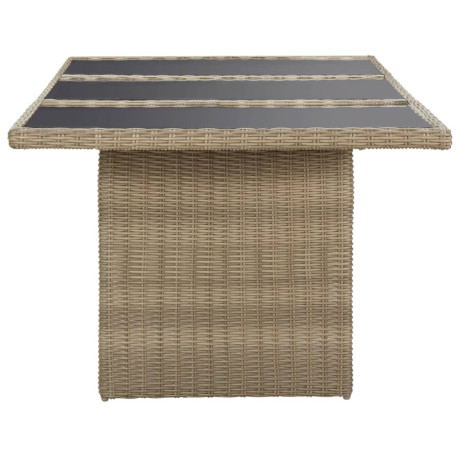 vidaXL Tuintafel 200x100x74 cm glas en poly rattan bruin afbeelding3 - 1