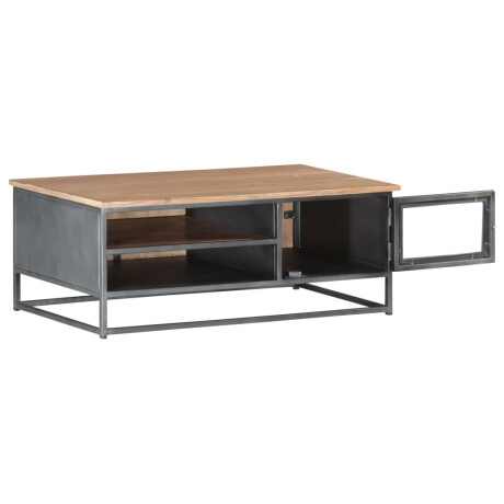 vidaXL Salontafel 90x50x35 cm massief acaciahout grijs afbeelding3 - 1
