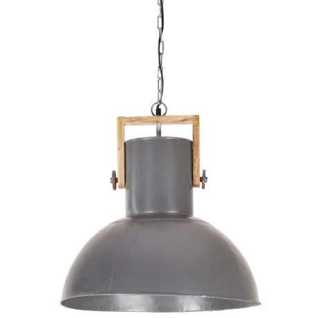 vidaXL Hanglamp industrieel rond 25 W E27 52 cm mangohout grijs afbeelding3 - 1