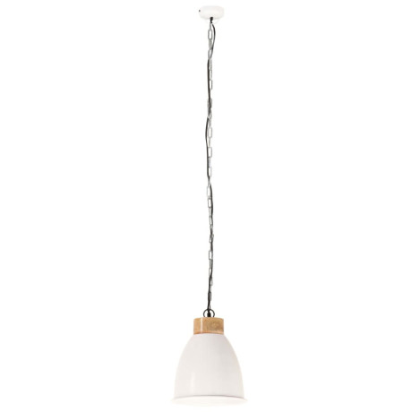 vidaXL Hanglamp industrieel E27 23 cm ijzer en massief hout wit afbeelding3 - 1