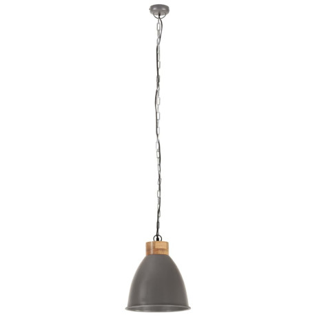 vidaXL Hanglamp industrieel E27 35 cm ijzer en massief hout grijs afbeelding3 - 1