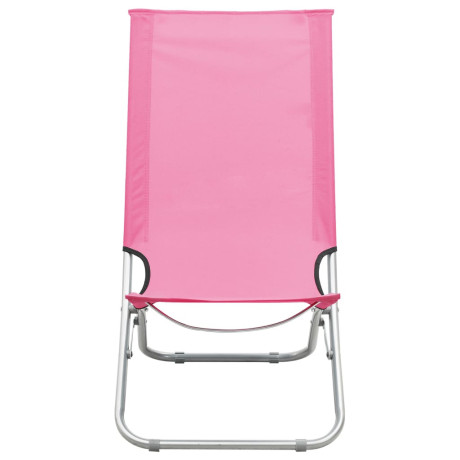 vidaXL Strandstoelen 2 st inklapbaar stof roze afbeelding3 - 1