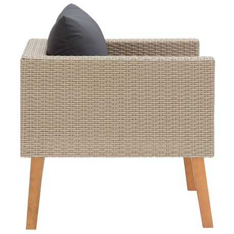vidaXL Tuinbank eenzits met kussens poly rattan beige afbeelding3 - 1