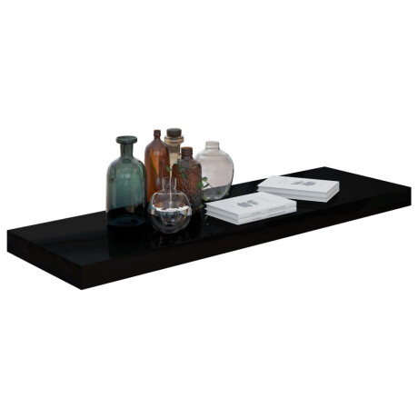 vidaXL Wandschap zwevend 80x23,5x3,8 cm MDF hoogglans zwart afbeelding3 - 1