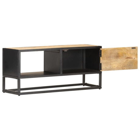 vidaXL Tv-meubel met bewerkte deur 90x30x40 cm ruw mangohout afbeelding3 - 1