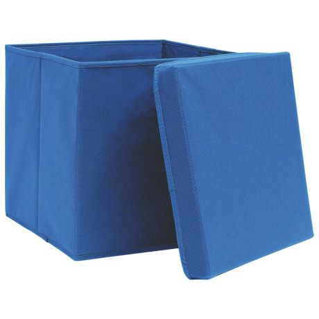 vidaXL Opbergboxen met deksel 4 st 28x28x28 cm blauw afbeelding3 - 1