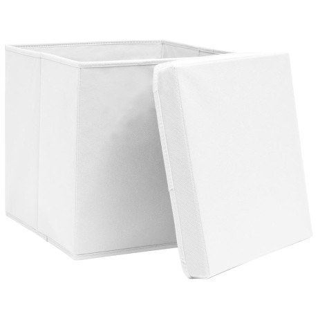 vidaXL Opbergboxen met deksel 4 st 28x28x28 cm wit afbeelding3 - 1
