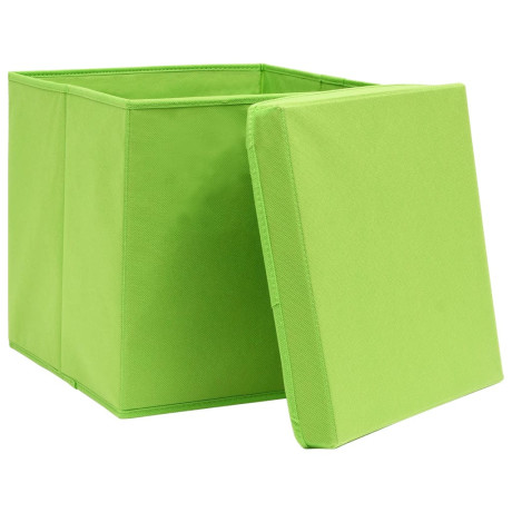 vidaXL Opbergboxen met deksel 10 st 28x28x28 cm groen afbeelding3 - 1