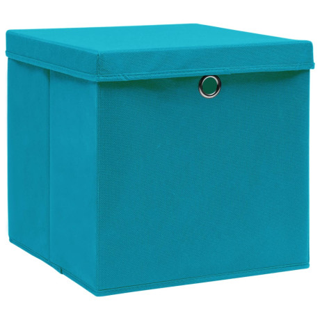 vidaXL Opbergboxen met deksel 4 st 28x28x28 cm babyblauw afbeelding3 - 1