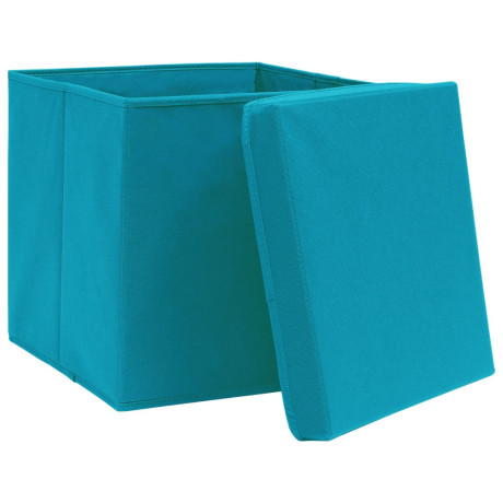 vidaXL Opbergboxen met deksel 10 st 28x28x28 cm babyblauw afbeelding3 - 1