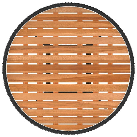 vidaXL Tuintafel Ø70 cm poly rattan en massief acaciahout zwart afbeelding3 - 1