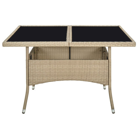 vidaXL Tuintafel poly rattan en glas beige afbeelding3 - 1