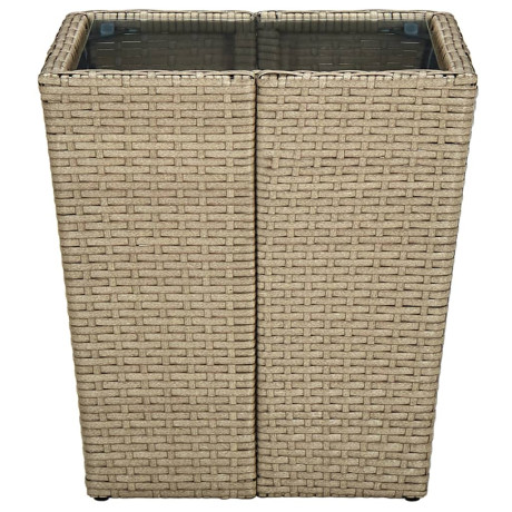 vidaXL Salontafel 41,5x41,5x44 cm poly rattan en gehard glas beige afbeelding3 - 1