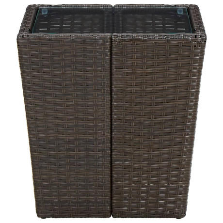 vidaXL Salontafel 41,5x41,5x44 cm poly rattan en gehard glas bruin afbeelding3 - 1