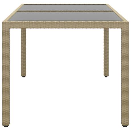 vidaXL Tuintafel 150x90x75 cm gehard glas en poly rattan beige afbeelding3 - 1