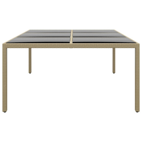 vidaXL Tuintafel 200x150x75 cm gehard glas en poly rattan beige afbeelding3 - 1
