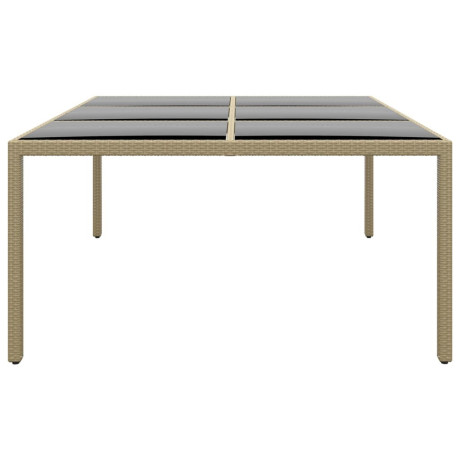 vidaXL Tuintafel 200x150x75 cm gehard glas en poly rattan beige afbeelding3 - 1