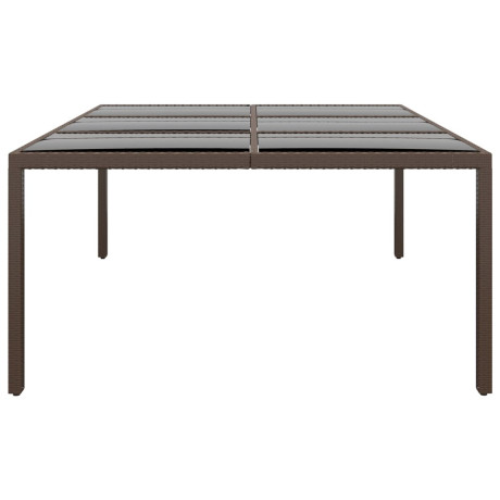 vidaXL Tuintafel met glazen blad 200x150x75 cm rattan bruin afbeelding3 - 1