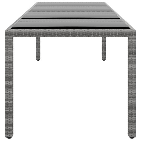 vidaXL Tuintafel 250x100x75 cm gehard glas en poly rattan grijs afbeelding3 - 1