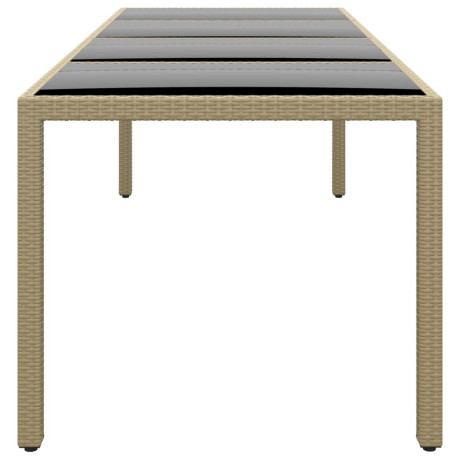 vidaXL Tuintafel met glazen blad poly rattan beige afbeelding3 - 1