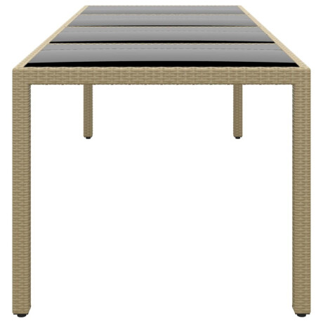vidaXL Tuintafel met glazen blad poly rattan beige afbeelding3 - 1