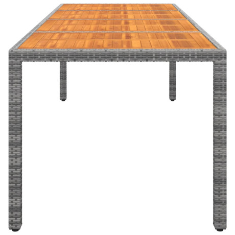 vidaXL Tuintafel 250x100x75 cm poly rattan en massief acaciahout grijs afbeelding3 - 1