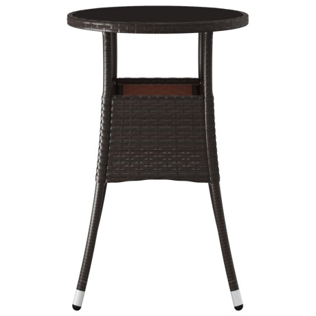 vidaXL Tuintafel Ø60x75 cm gehard glas en poly rattan bruin afbeelding3 - 1