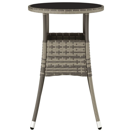 vidaXL Tuintafel Ø60x75 cm gehard glas en poly rattan grijs afbeelding3 - 1