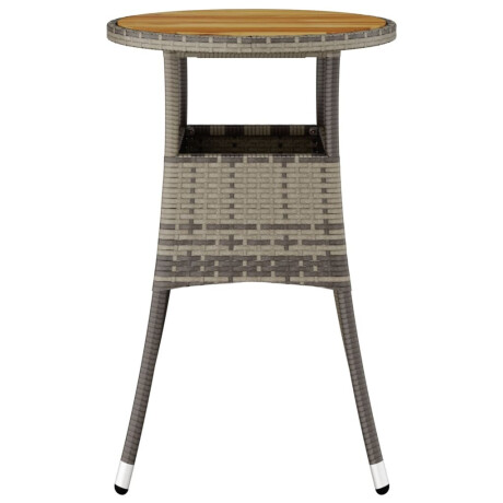 vidaXL Tuintafel Ø60x75 cm acaciahout en poly rattan grijs afbeelding3 - 1